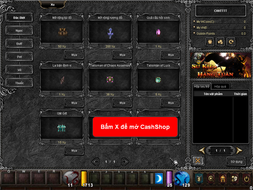 Chức năng chính của Game MU Huyết Long